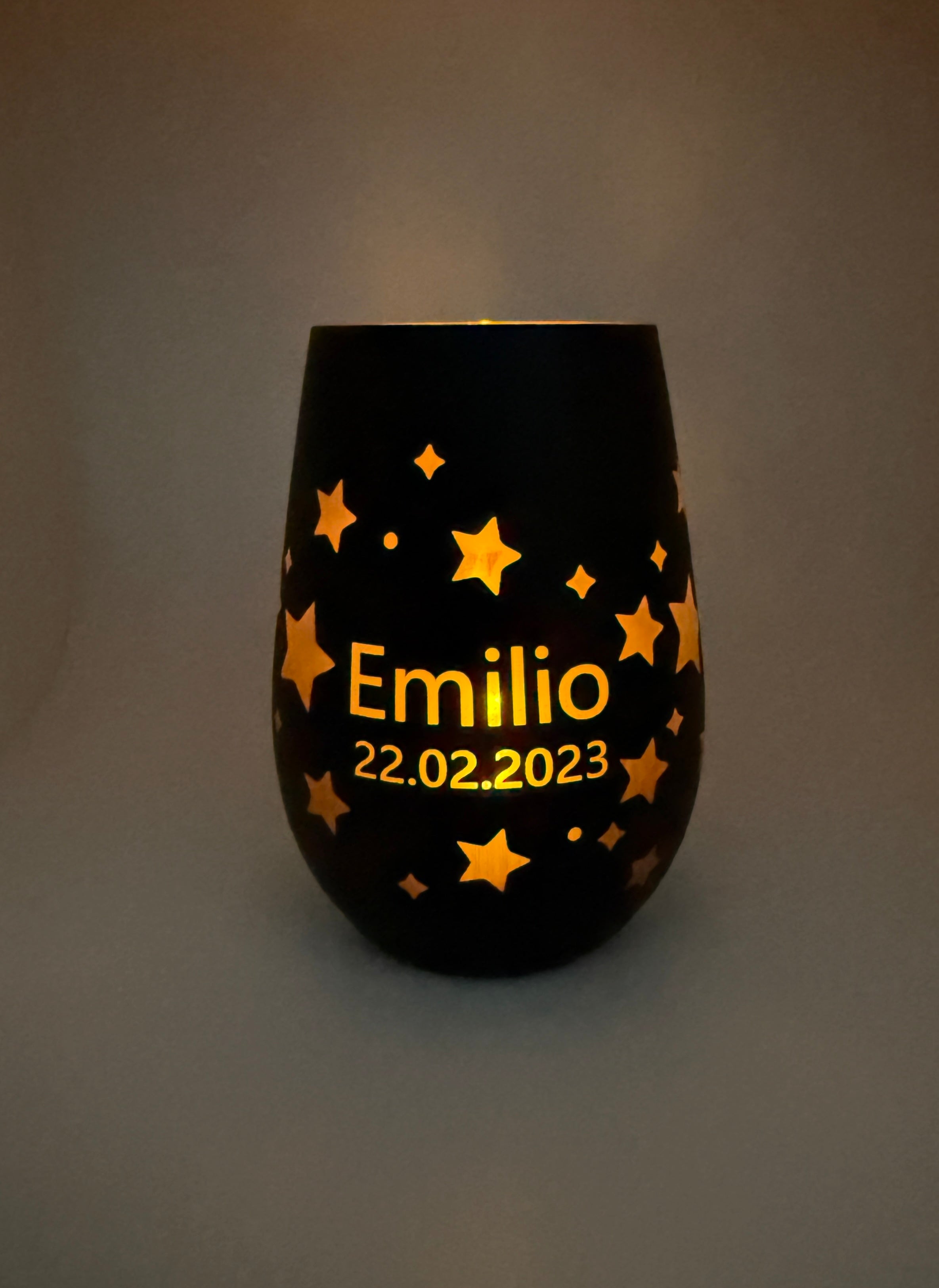 Gedenklicht, Windlicht, Personalisiertes Andenken, Sternenkind, Trauer Geschenk, Andenken, Personalisiertes Windlicht, Erinnerungslicht