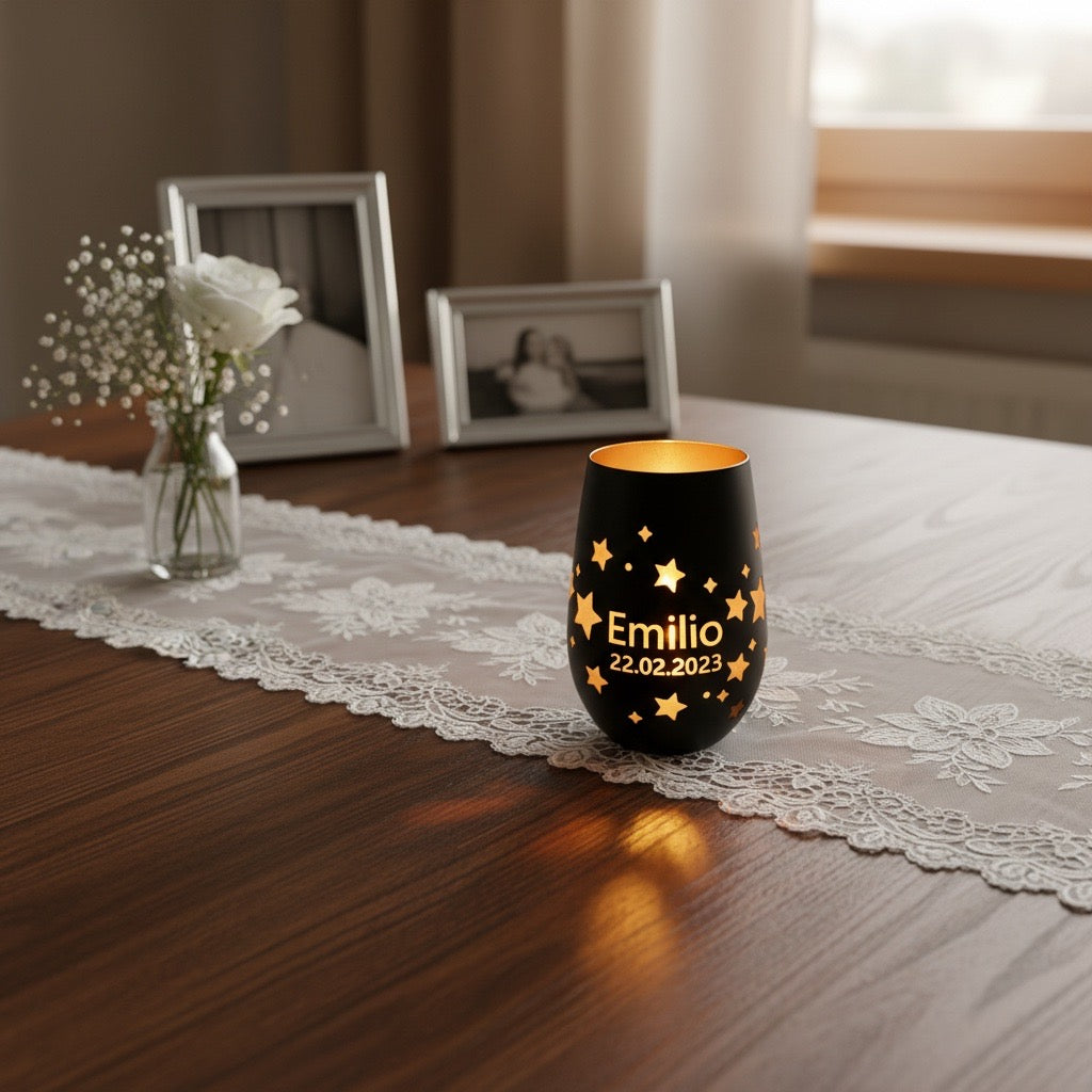 Gedenklicht, Windlicht, Personalisiertes Andenken, Sternenkind, Trauer Geschenk, Andenken, Personalisiertes Windlicht, Erinnerungslicht