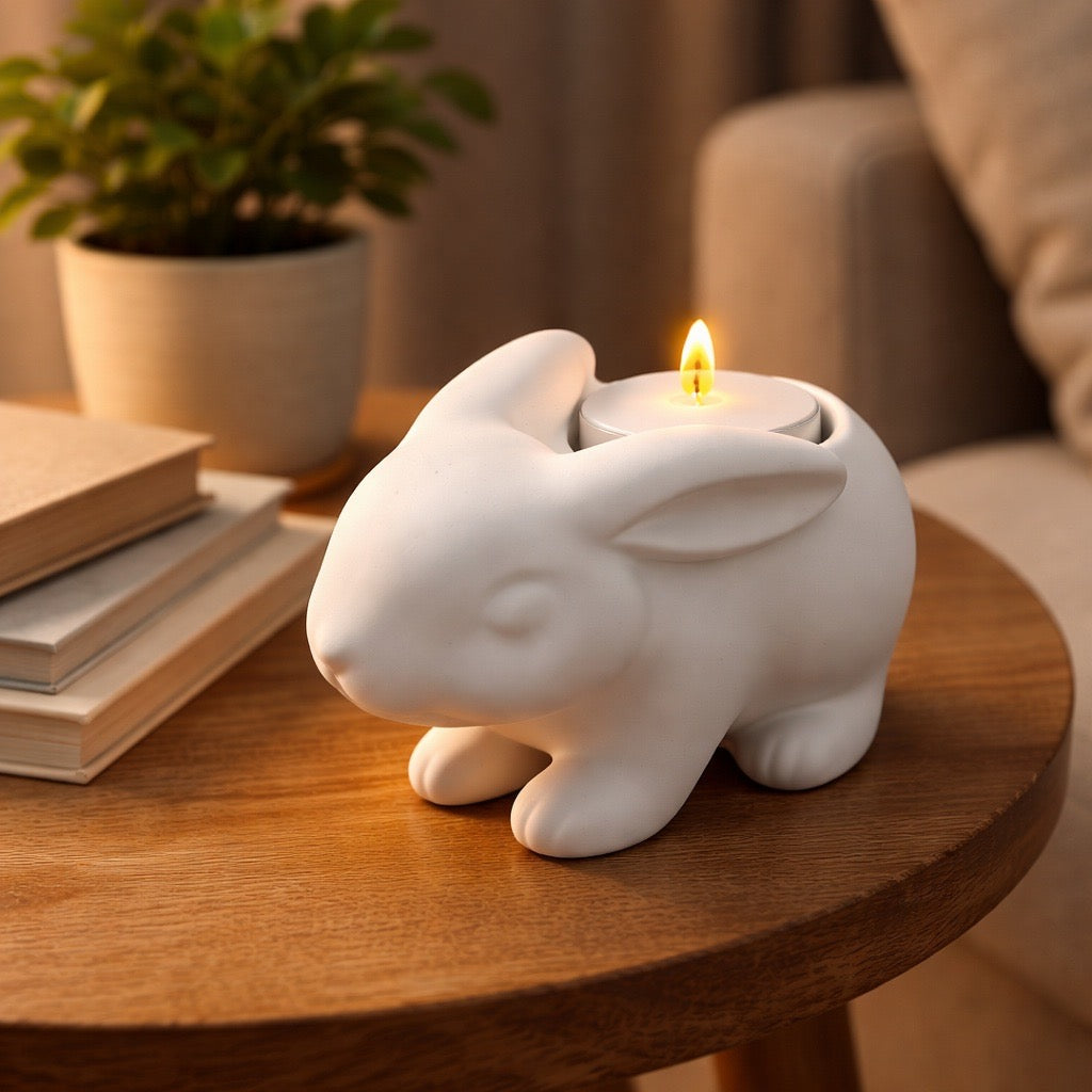 Hasen Aufsteller mit Teelicht, Hasen Dekoration, Oster Dekoration